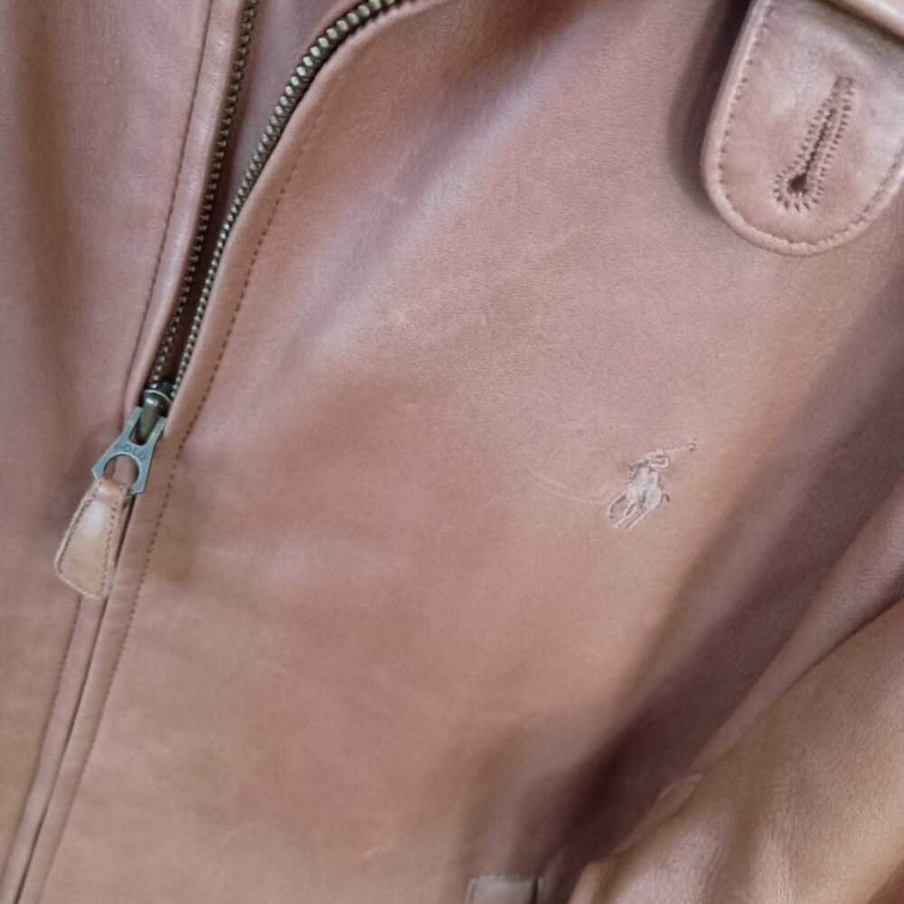 Ralph Lauren POLO Leather Jacket  XL  Camel